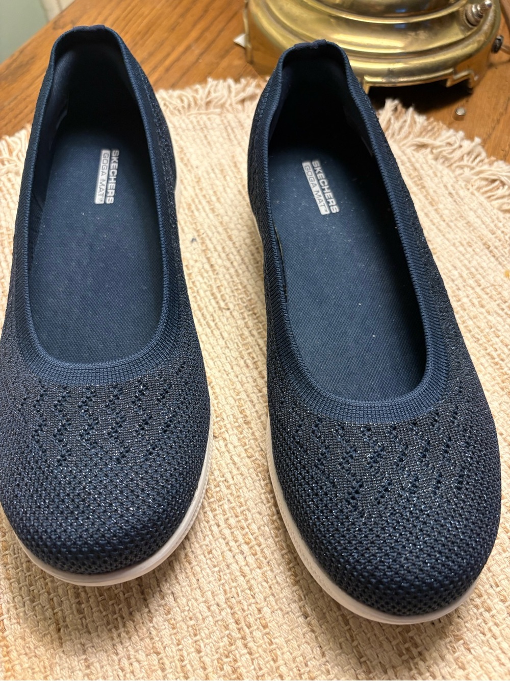 Skechers Navy Knit Slip-On Ballet Flats, Women size 7.5